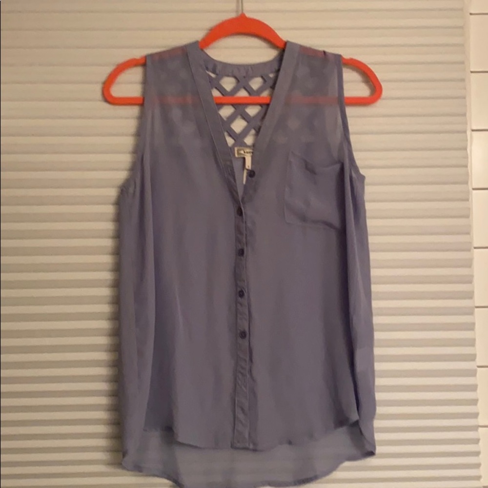 Sleeveless Button Down and detailed back